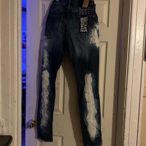 Men’s skinny jeans blue and white . Never worn. Only tried on. - Picture 3 of 5